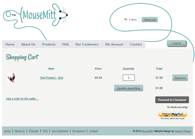 screenshot of a customer's Shopify ecommerce website